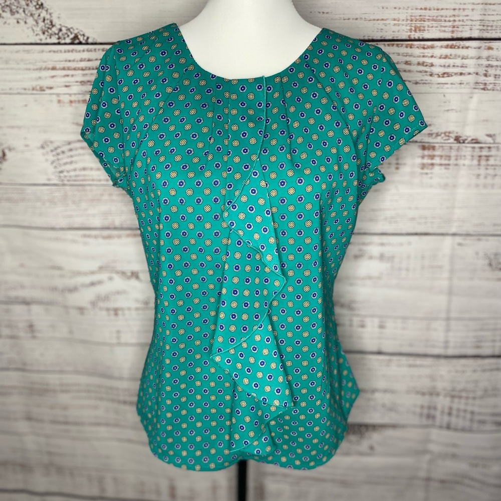 Covington Green-Blue Printed Blouse (Small)